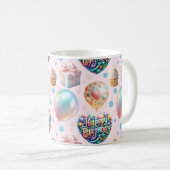 Süßes Pastell-Geburtstagsmuster Kaffeetasse (VorderseiteRechts)