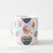 Süßes Pastell-Geburtstagsmuster Kaffeetasse (Vorderseite Links)