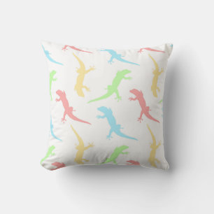 Süßes Pastell-Gecko-Echsen-Nahtlos-Muster Kissen