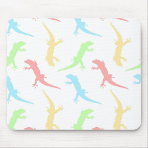 Süßes Pastell-Gecko-Echsen-Nahtlos-Muster Mousepad