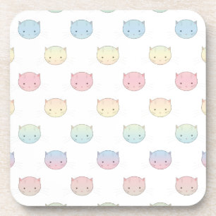 Süßes Pastell-Kitty-Katzengesicht-Muster Getränkeuntersetzer