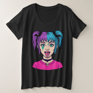 Süßes Pastell-Mädchen im Cartoon-Stil T-Shirt