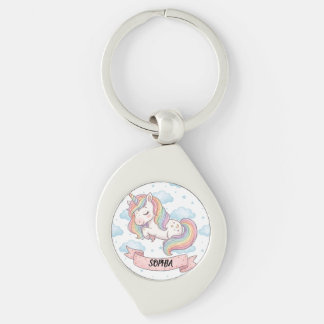 Süßes Pastell-Regenbogen-Einhorn-Wolken personalis Schlüsselanhänger