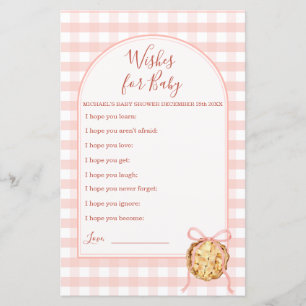 Süßes Pastell-Rosa-Gingham-Wünsche für Baby-Spiel