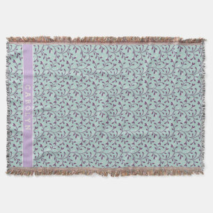 Süßes pastell türkis florales Muster Monogramm Decke