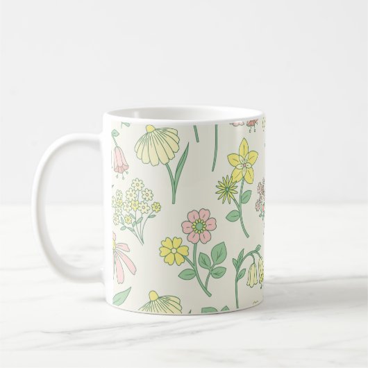 Süßes Pastell-Wildblumenmuster Kaffeetasse (Links)