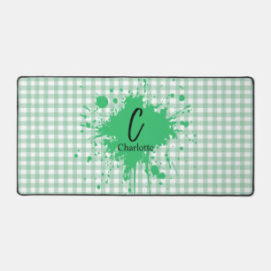 Süßes Pastellgrün-Gingham-Muster Schreibtischmatte
