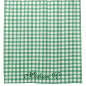 Süßes pastellgrünes Gingham-Muster Duschvorhang (Vorderseite)