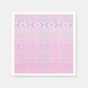 Süßes pastellrosa Aztec-Style-Artmuster Serviette
