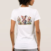 Süßes Patchwork-Ferkel im Blumen Garten T-Shirt (Rückseite)