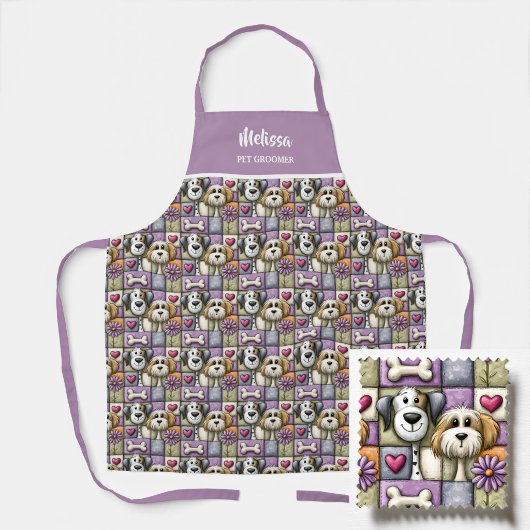 Süßes Patchwork-Hundemuster Haustierfriseur Schürze