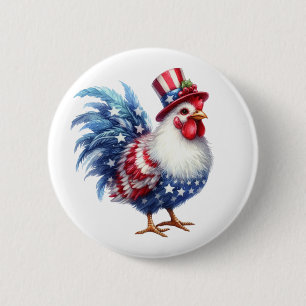 Süßes patriotisches Huhn mit amerikanischer Flagge Button