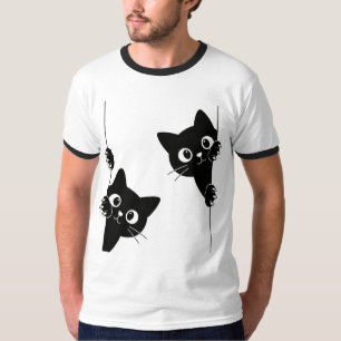 Süßes Peekaboo-Schwarzkatzen-T-Shirt T-Shirt