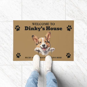 Süßes Pembroke Welsh Corgi Hund Foto Fußmatte