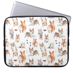 Süßes Pembroke Welsh Corgi Hund Wasserfarbenmuster Laptopschutzhülle