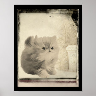 Süßes persisches Kätzchen im Vintage-Look Poster