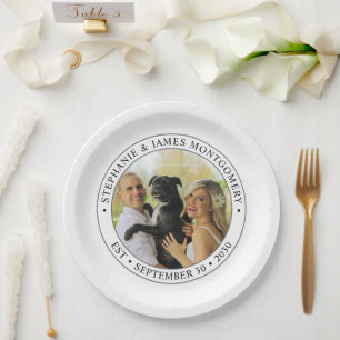 Süßes personalisiertes Hochzeitsfoto für Haustiere Pappteller