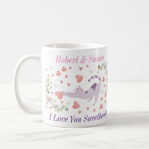 Süßes personalisiertes Katzen-Valentinsgeschenk Kaffeetasse