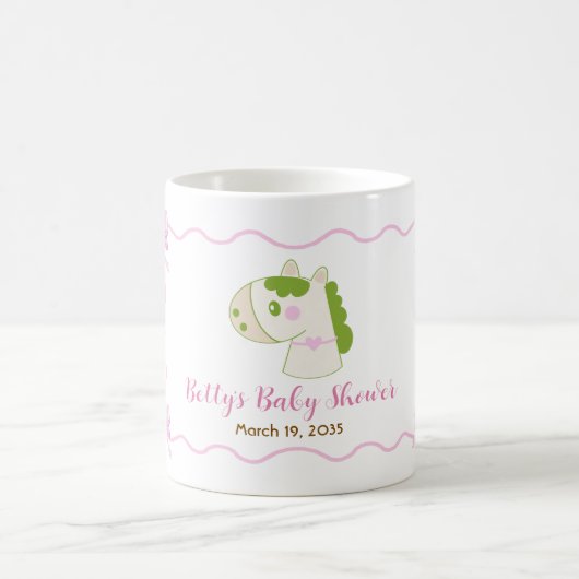 Süßes Pferd Rosa Schleife Personalisierte Mädchen- Kaffeetasse (Mittel)