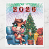 Süßes Pferd Silvester-Etikett Weinetikett (Einzelnes Label)