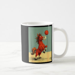 Süßes Pferd treibt lustigen Basketball-Cartoon-Des Kaffeetasse