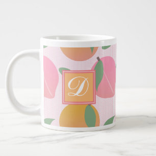 Süßes Pfirsich-Orangen-Fruchtmuster Rosa Jumbo-Tasse