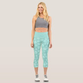 Süßes Pfotenmuster Minze Capri Leggings (Vorderseite)