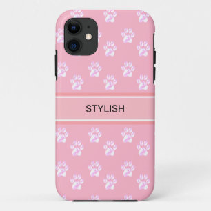 Süßes Pfotenmuster & Text auf Rosa Case-Mate iPhone Hülle
