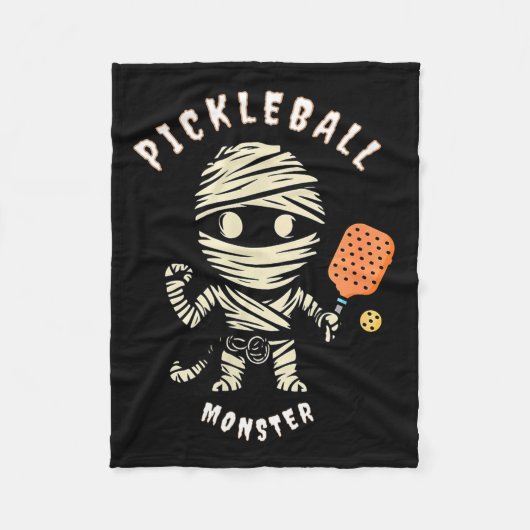 Süßes Pickleball-Monster lustiges Halloween Herbst Fleecedecke (Vorderseite)