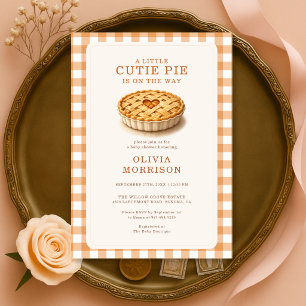 Süßes Pie-Herbst-Gingham-Baby-Party Einladung