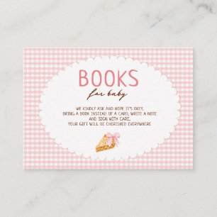 Süßes Pie rosa Gingham Baby Shower Bücher für Baby Begleitkarte