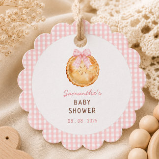 Süßes Pie Rosa Gingham Baby Shower Geschenkanhänger