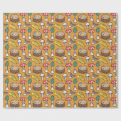 Süßes Pilz-Baumstumpf-Muster Geschenkpapier (Flach)