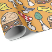 Süßes Pilz-Baumstumpf-Muster Geschenkpapier (Rolleneckpunkt)