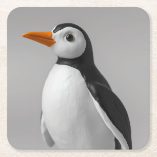 Süßes Pinguin-Design – Liebenswertes Wintertier Rechteckiger Pappuntersetzer