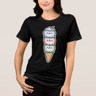 Süßes Pinguin-Eiscreme-Stack-Design Tri-Blend Shirt