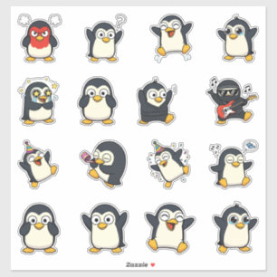 Süßes Pinguin-Emoji-Sticker-Pack Aufkleber
