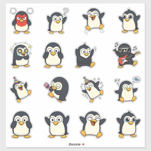 Süßes Pinguin-Emoji-Sticker-Pack Aufkleber (Blatt)
