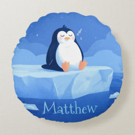 Süßes Pinguin-Geschenk, personalisierter Pinguin  Rundes Kissen
