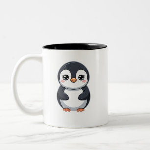 Süßes Pinguin-Motiv, entzückendes Tierdesign Zweifarbige Tasse