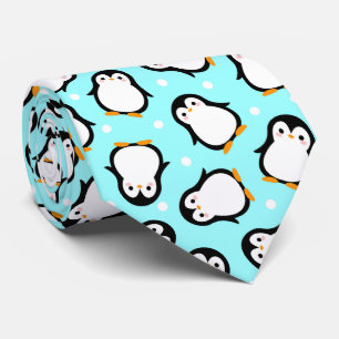 Süßes Pinguin-Muster Türkis-Muster Krawatte