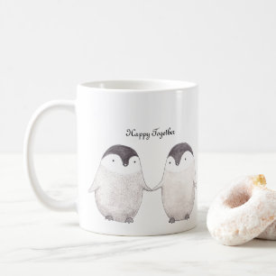 Süßes Pinguin-Paar glücklich zusammen zum Jubiläum Kaffeetasse