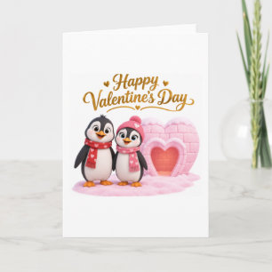 Süßes Pinguin-Paar Valentinstag-Grußkarte Karte