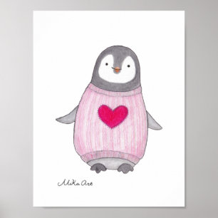 Süßes Pinguin Poster Pinguin Gemälde Kinderzimmer 