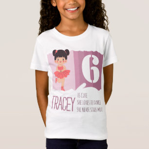 Süßes Pink-Ballett 6. Geburtstags-Mädchen-Design-R T-Shirt