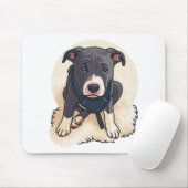 Süßes Pitbull-Welpen-Hund-Cartoon-Design Mousepad (Mit Mouse)