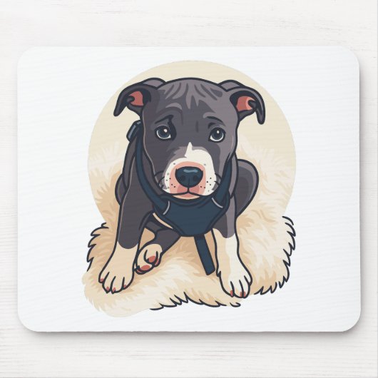 Süßes Pitbull-Welpen-Hund-Cartoon-Design Mousepad (Vorne)