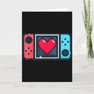 Süßes Pixel-Herz-Gamer-Valentinstag-T für Männer F Karte