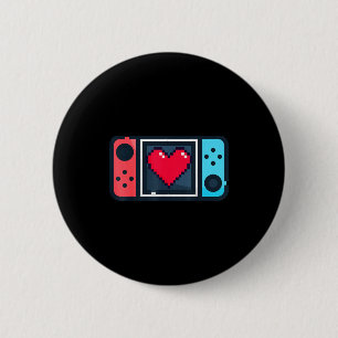 Süßes Pixel-Herz-Gamer-Valentinstag-T-Shirt für Mä Button