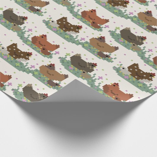 Süßes Pixel-Hühner-Muster Geschenkpapier (Ecke)